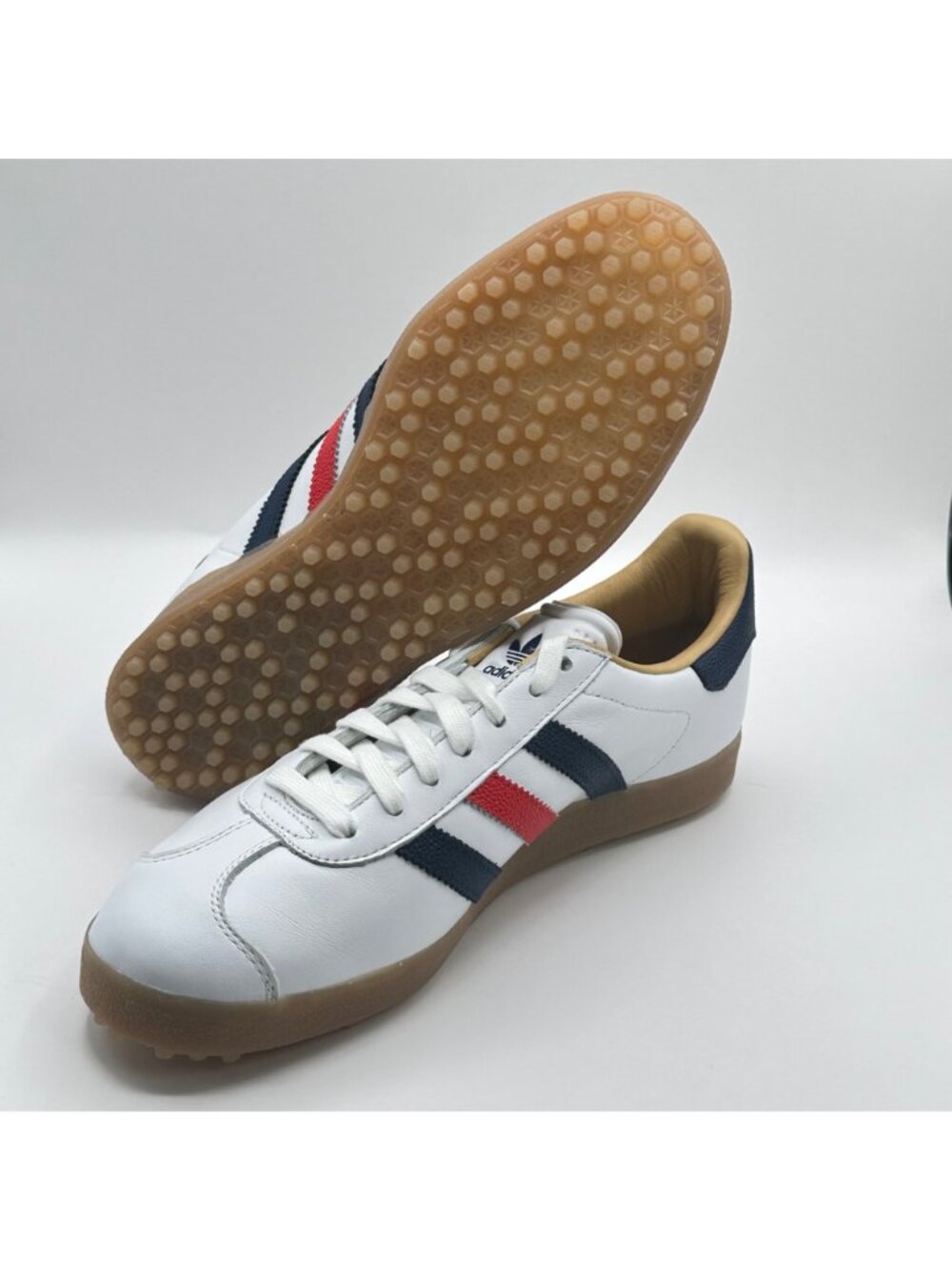 Men's Adidas Gazelle Leather White Spikeless Golf Shoes Size 9 JP7705 NEW - Picture 7 of 8